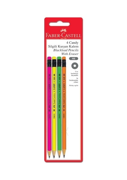 Blister Candy Silgili Kurşun Kalem 4'lü Fsc