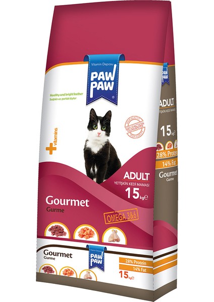 Paw Paw Gourmet Gurme Yetişkin Kedi Maması 15 Kg-Zoo