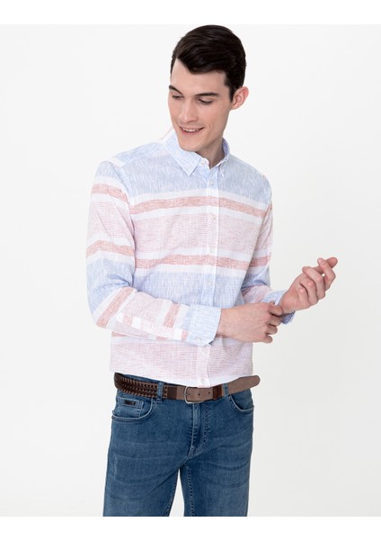 Erkek Turuncu Slim Fit Uzun Kollu Gömlek 50249758-VR051 modelleri
