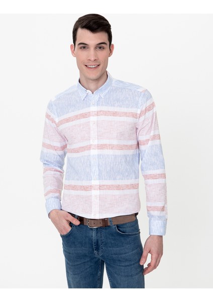 Erkek Turuncu Slim Fit Uzun Kollu Gömlek 50249758-VR051 fırsatları
