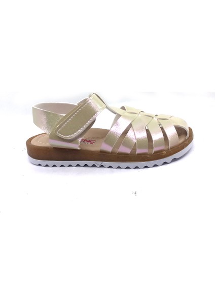 01 Bej Kız Çocuk Yazlık Sandalet Ayakkabı