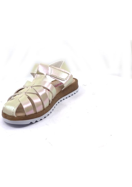 01 Bej Kız Çocuk Yazlık Sandalet Ayakkabı modelleri