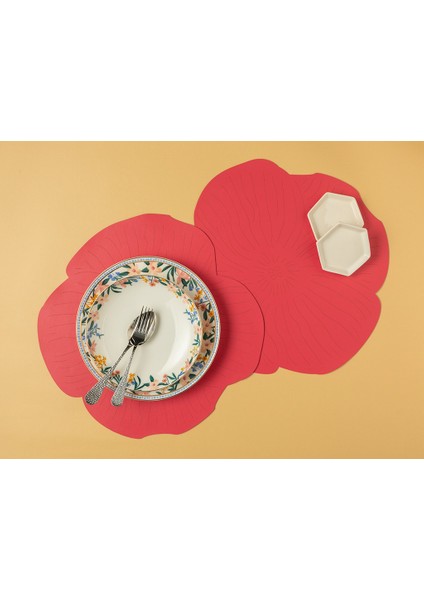 Blossom Suni Deri 2'li Amerikan Servis 40 cm Pembe