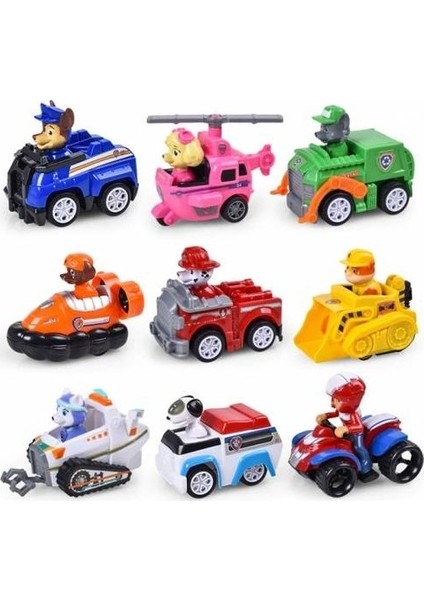 Dzc Kuzenler Avm Paw Patrol 9 Figürlü Arabalı Pençe Devriyesi Görev Araçalrı Oyuncak Seti