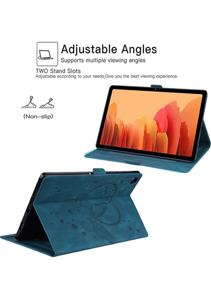 Xiaomi Pad 5 / Pad 5 Pro Için Kelebek Desen Deri Tablet Kılıfı -Mavi (Yurt Dışından)