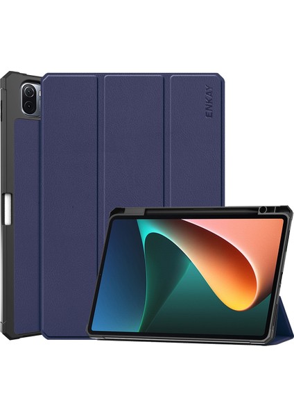 Xiaomi Mi Pad 5/5 Pro Için Suni Deri Tablet Kılıfı -Koyu Mavi (Yurt Dışından)