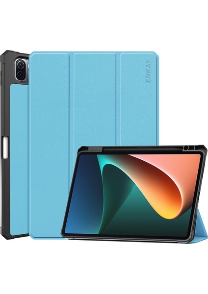 Xiaomi Mi Pad 5/5 Pro Için Suni Deri Tablet Kılıfı -Açık Mavi (Yurt Dışından)