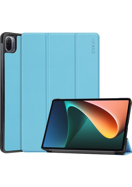 Xiaomi Mi Pad 5/5 Pro Için Suni Deri Tablet Kılıfı -Açık Mavi (Yurt Dışından)