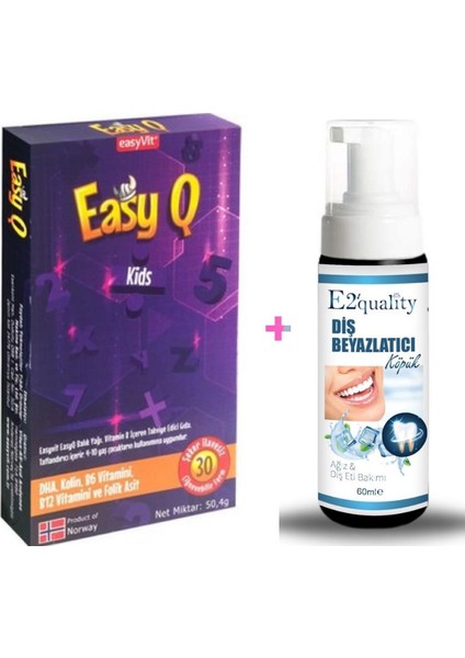 E2'quality Diş Köpük + Easy Q Kids Çiğnenebilir 30 Tablet