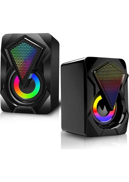 Rgb Işıklı Gaming Pc Bilgisayar Hoparlörü 1+1 Speaker X2