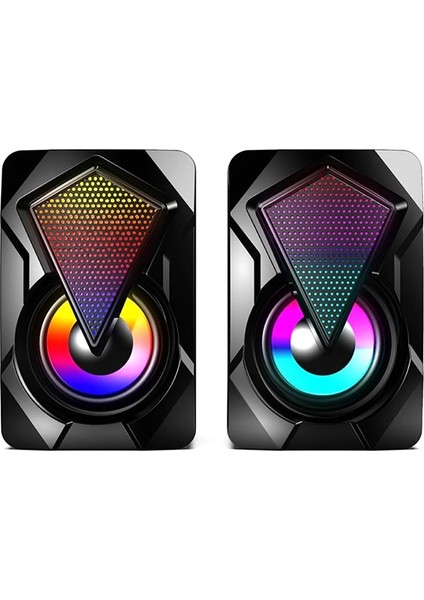 Rgb Işıklı Gaming Pc Bilgisayar Hoparlörü 1+1 Speaker X2