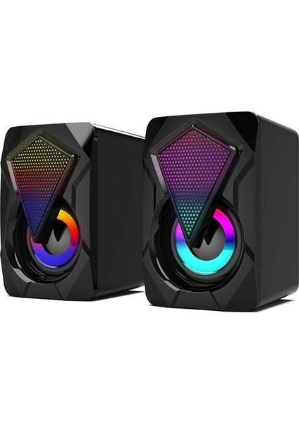 Rgb Işıklı Gaming Pc Bilgisayar Hoparlörü 1+1 Speaker X2