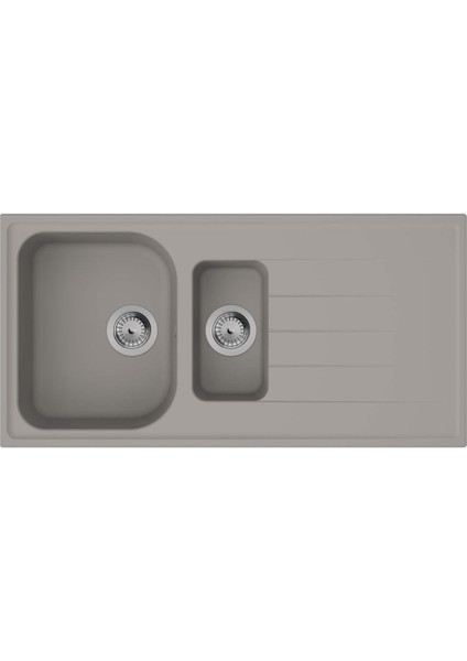 S520-F525 Ankastre Granit Eviye 980/480 Otomatik Gider Seti ile Beton Grisi