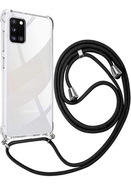 Samsung Galaxy A31 Boyundan Askılı Ipli Şeffaf Darbe Emici Silikon Telefon Kılıfı