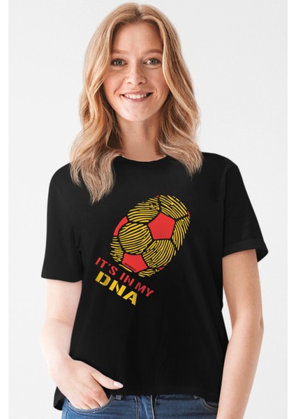 Renklerim Aslan Siyah Kısa Kollu Kadın T-Shirt