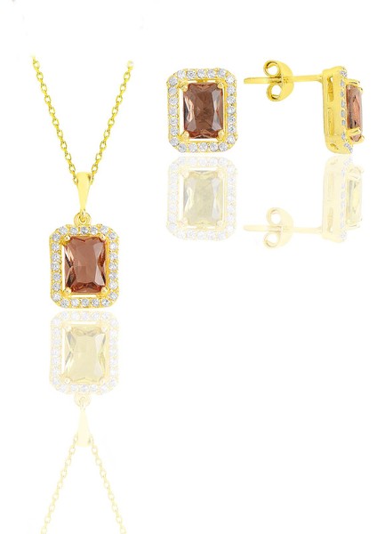 Gümüş Altın Yaldızlı Renk Değiştiren Zultanit Taşlı Baget Kesim Ikili Set