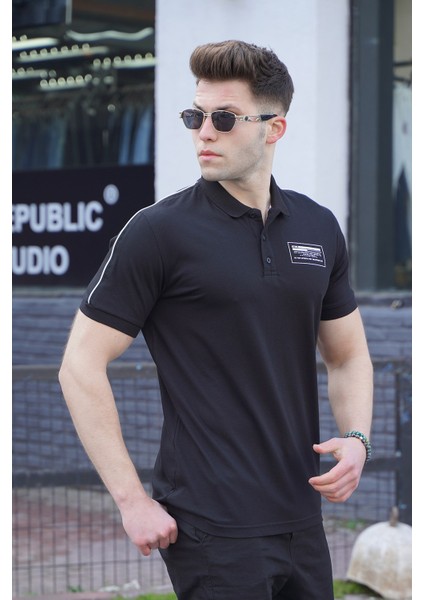 Siyah Polo Yaka Erkek Tişört