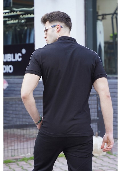 Siyah Polo Yaka Erkek Tişört