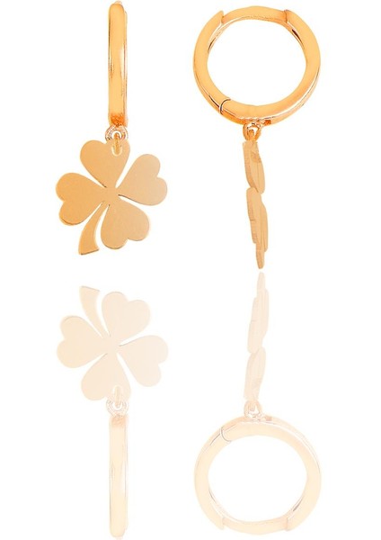 Gümüş Rose Yonca Küpe