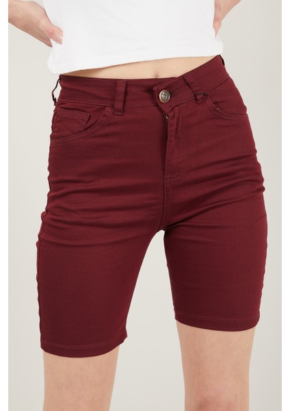Kadın Cepli Slim Fit Şort