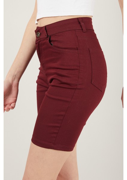 Kadın Cepli Slim Fit Şort