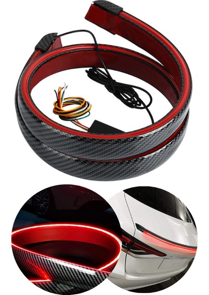 Karbon Desenli Ledli Spoiler Esnek Ledli Spoiler Universal 120CM Karbon Işıklı