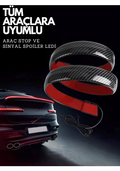 Karbon Desenli Ledli Spoiler Esnek Ledli Spoiler Universal 120CM Karbon Işıklı fiyatları