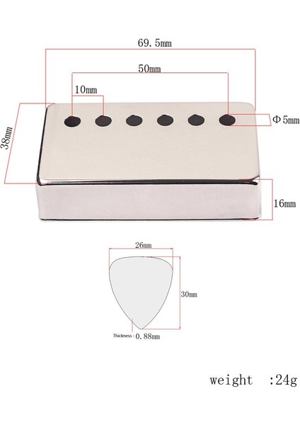 16MM Yükseklik Gitar Pikap Kapak 50MM Uzay Lp Sg Eıphone Elektro Gitar Için