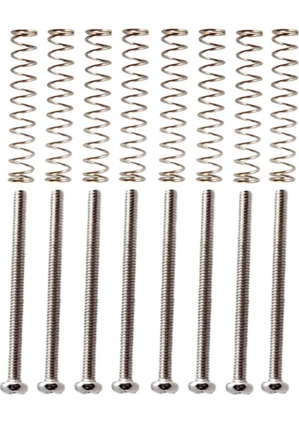8x Elektro Gitar Humbucker Çift Bobin Pikap Çerçevesi Vidalar Yaylar Gümüş