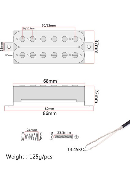 Elektro Gitar Parçası Humbucker Pickup Alnico 5 St Sg Guitar Accs Için 50/52MM fırsatları