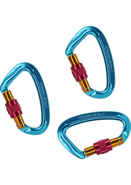 3 Adet D Şekilli Hamak Karabina Klip Açık Vida Kilidi Yardımcı Klip 24KN (Yurt Dışından)