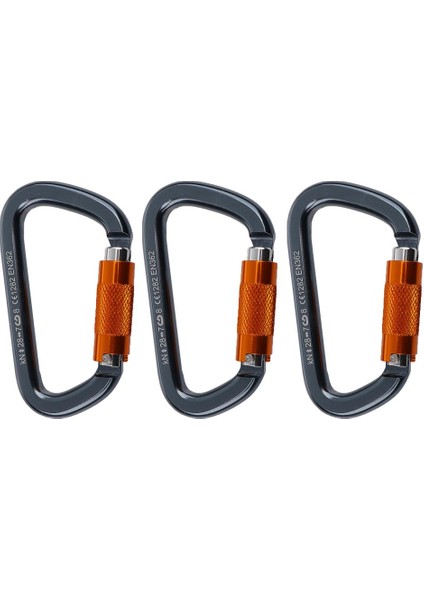 3 Adet 28KN D Şekli Büküm Kilidi Alüminyum Karabina Dağcılık Tırmanma Dişli (Yurt Dışından)
