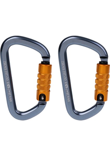 2 Adet 28KN D Şekli Alüminyum Karabina Oto Kilitleme Karabiner Klipler Hiking Için (Yurt Dışından)