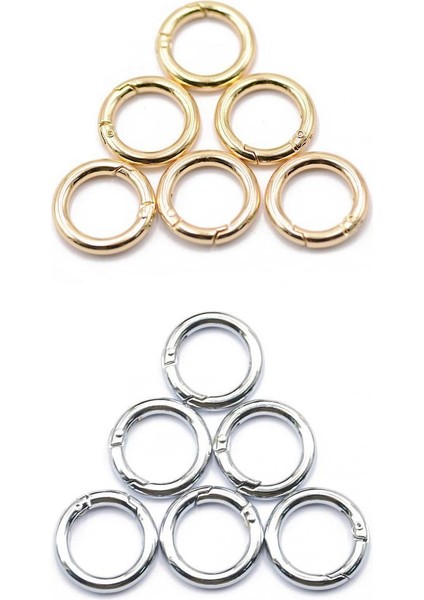 12 Adet Altın Gümüş Yuvarlak Snap Kanca Bahar Anahtarı Karabina Kamp (Yurt Dışından)