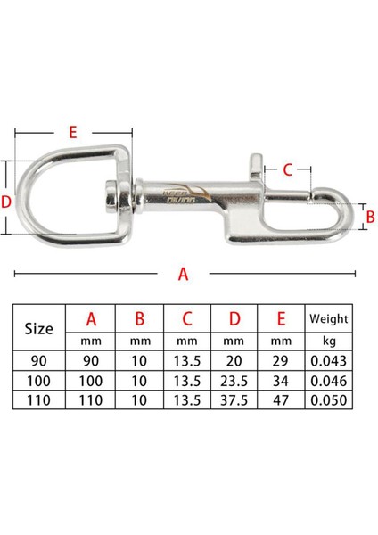 Paslanmaz Çelik Göz Döner Cıvata Snap Kanca Dalış Klip Scuba Dalış Parçası 110MM Tek Sonlu (Yurt Dışından) fırsatları