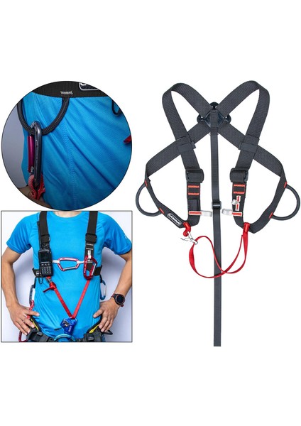 Kaya Tırmanma Emniyet Kemeri Yükselen Göğüs Sabit Kemer Caving Siyah Stil 2 (Yurt Dışından) indirimleri