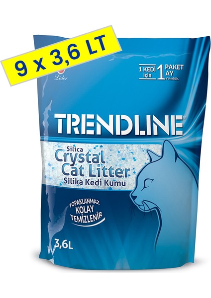Süper Emici Tozsuz Silika Kristal Kedi Kumu 3.6 Lt 1,4 kg (9 Adet)