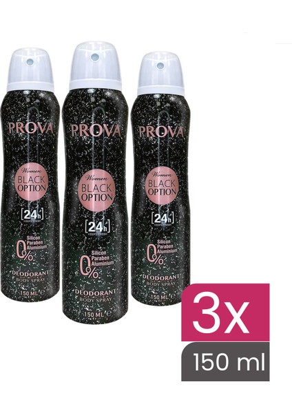 Black Option Kadın Deodorant 150 ml 3 Adet