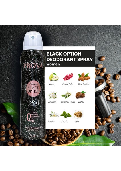 Black Option Kadın Deodorant 150 ml 3 Adet