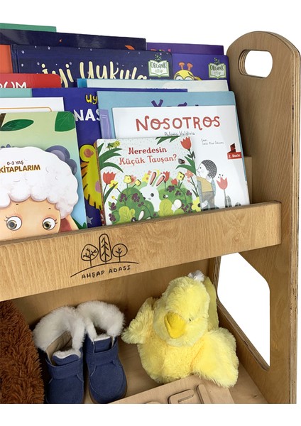 Montessori Çocuk Odası Kitaplığı Düzenleyici Okul Öncesi Bebek Odası Doğal Ahşap Açık Raf fiyatları
