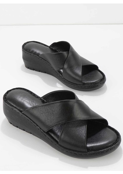 Siyah Leather Kadın Terlik K045290601