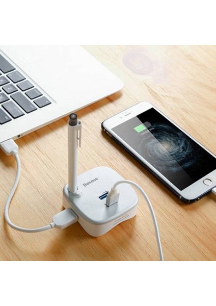 4in1 Hub USB 3.0 RJ45 Tf Sd Kart Okuyucu Ethernet Girişli Kalem Yerli Notebook Adaptörü