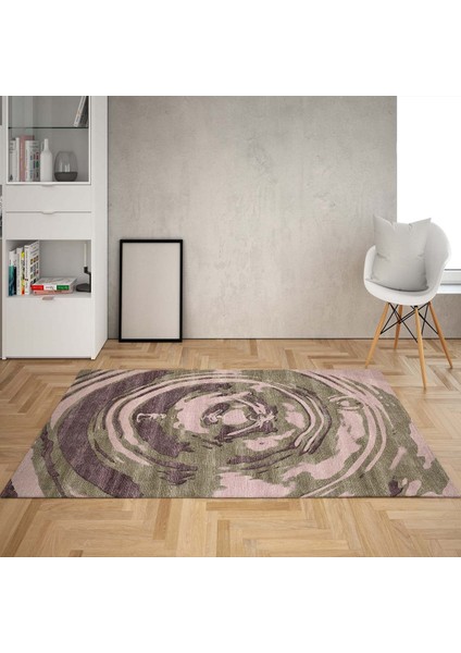 Su Damlası Dijital Baskı Yıkanabilir Kaymaz Taban Modern Salon Halısı ve Yolluk (Pudra)
