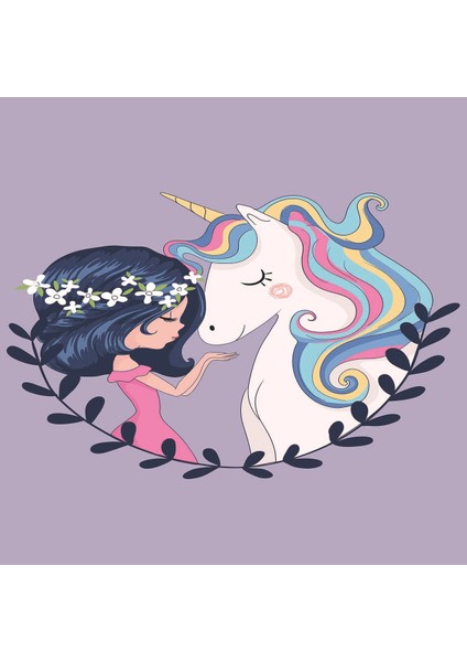 Unicorn Desenli Dijital Baskılı Kaymaz Taban Çocuk Odası Halısı