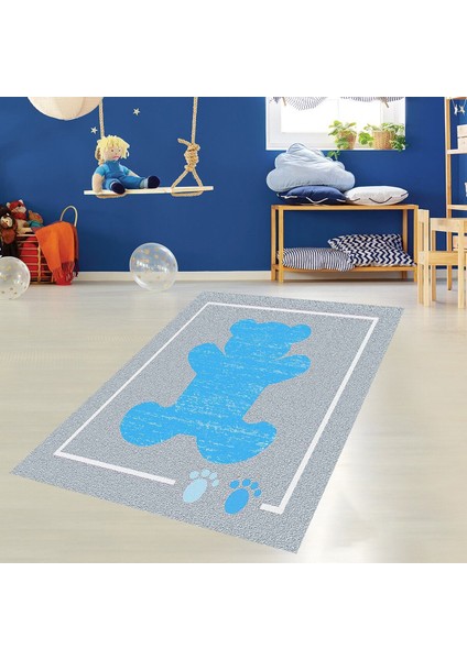 Ayıcıklı Ayı Desenli Halı Dijital Baskı Yıkanabilir Kaymaz Taban Çocuk Odası Halısı