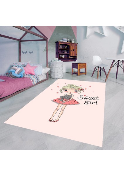 Bebek Desenli Dijital Baskı Yıkanabilir Kaymaz Taban Çocuk Odası Halısı