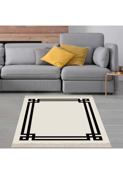 Geometrik Desenli Dijital Baskı Yıkanabilir Kaymaz Taban Düz Model Salon Halısı ve Yolluk