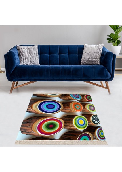 Kütük Desenli Dijital Baskı Yıkanabilir Kaymaz Taban Modern Salon Halı ve Yolluk