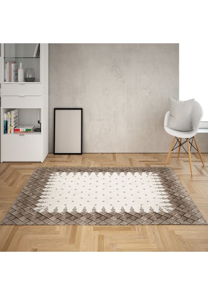 Geometrik Desenli Dijital Baskı Yıkanabilir Kaymaz Taban Modern Salon Halı ve Yolluk