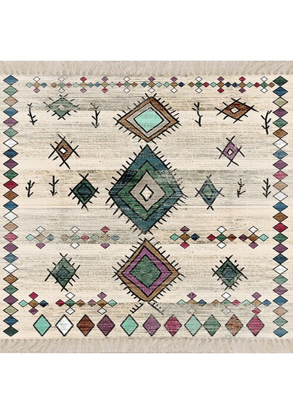 Kilim Desenli Etnik Dijital Baskı Yıkanabilir Kaymaz Taban Modern Salon Halı ve Yolluk